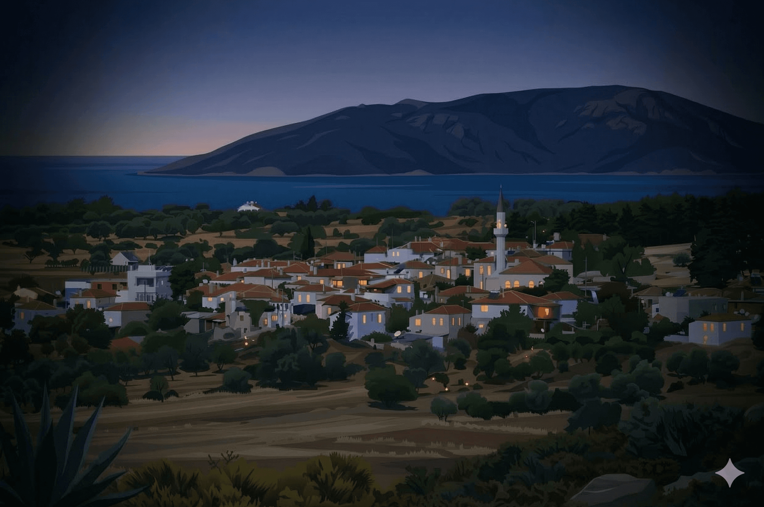 Germiyan Köyü, Çeşme — gece manzarası